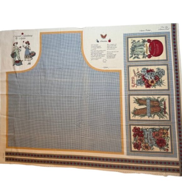 🛒$9 Fabric Panel Material - 1 yard Prim Garden Apron Panel Blue #111 - Picture 1 of 5